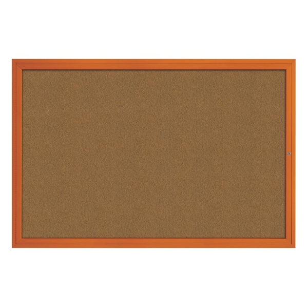 Hinge-less Radius Corkboard, 24"x36", Black Alum Frame/Forbo